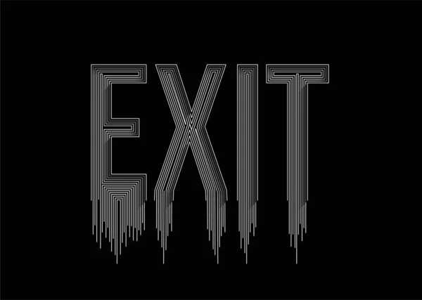 Exit Calligraphic Line Art Texto Cartaz Vetorial Ilustração Design — Vetor de Stock