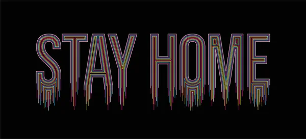 Stay Home Caligrafía Línea Arte Texto Compras Cartel Vector Ilustración — Vector de stock