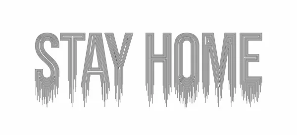 Stay Home Caligrafía Línea Arte Texto Compras Cartel Vector Ilustración — Archivo Imágenes Vectoriales