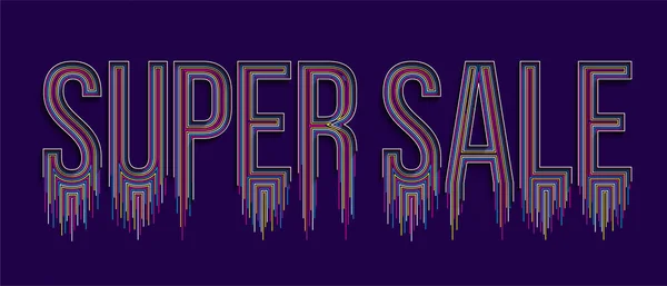 Super Venta Caligrafía Línea Arte Texto Compras Cartel Vector Ilustración — Archivo Imágenes Vectoriales