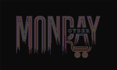 Pazartesi Hattat Sanatı Metin Alış veriş poster illüstrasyon Tasarımı.