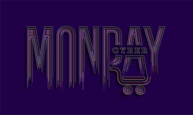 Pazartesi Hattat Sanatı Metin Alış veriş poster illüstrasyon Tasarımı.