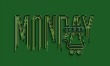 Pazartesi Hattat Sanatı Metin Alış veriş poster illüstrasyon Tasarımı.