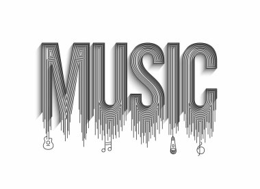 Müzik Hattatlık Sanatı Metin Alış veriş poster çizimi tasarımı.