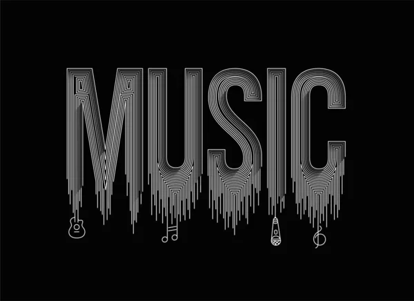 Musique Calligraphie Ligne Art Texte Shopping Affiche Vectoriel Illustration Design — Image vectorielle