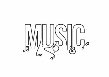 Müzik Hattatlık Sanatı Metin Alış veriş poster çizimi tasarımı.