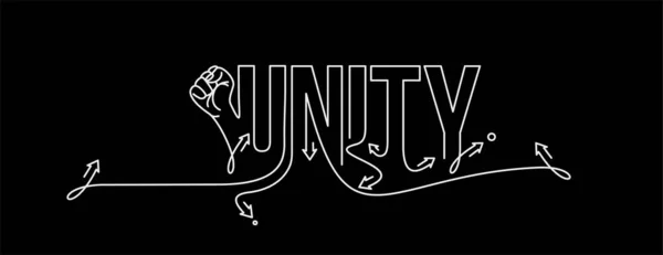 Hand Unity Calligraphic Line Art Text Shopping Poster Vector Illustration — 스톡 벡터