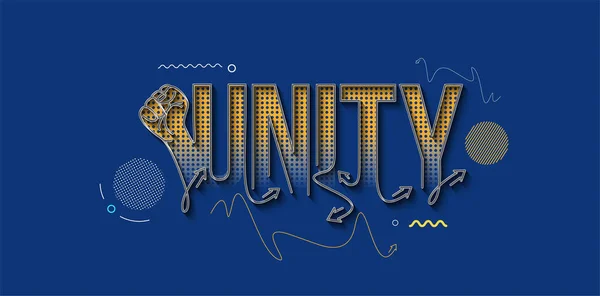 Hand Unity Calligraphic Line Art Text Shopping Poster Vector Illustration — 스톡 벡터