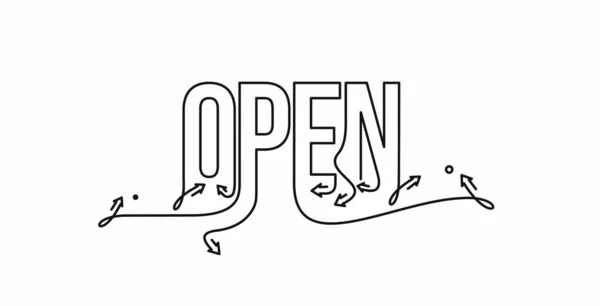 Open Calligraphic Line Art Texto Compras Poster Vector Ilustração Design — Vetor de Stock