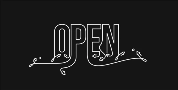 Open Calligraphic Line Art Texto Compras Poster Vector Ilustração Design — Vetor de Stock