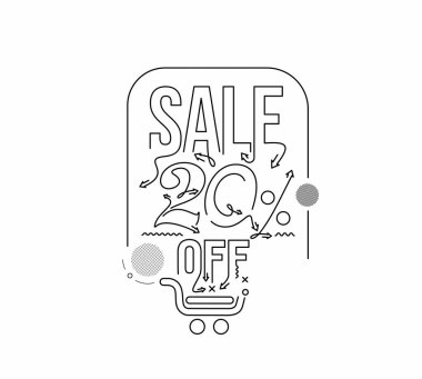 % 20 indirimli indirimli bayrak. İndirimli fiyat etiketi. Vektör Modern Yapıştırma İllüstrasyonu.