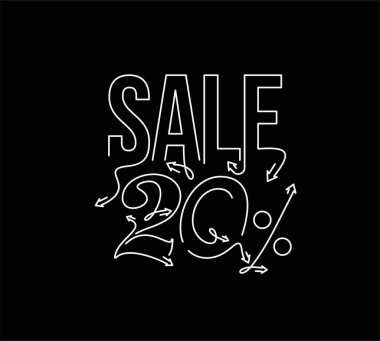 % 20 indirimli indirimli bayrak. İndirimli fiyat etiketi. Vektör Modern Yapıştırma İllüstrasyonu.