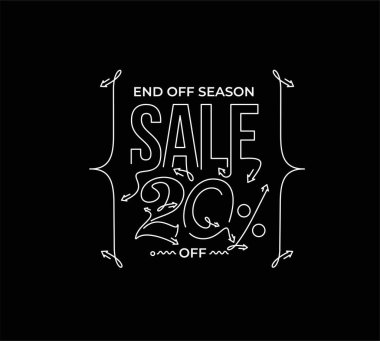 % 20 indirimli indirimli bayrak. İndirimli fiyat etiketi. Vektör Modern Yapıştırma İllüstrasyonu.