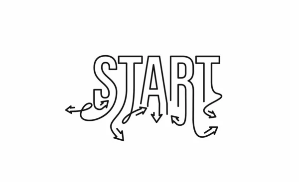 Start Calligraphic Line Art Text Poster Vector Illustration Design — Stock Vector