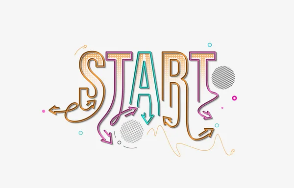 Start Kalligrafische Linienkunst Text Poster Vektor Illustration Design — Stockvektor