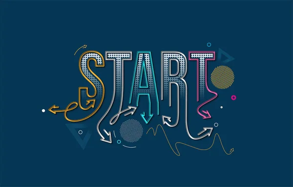 Start Kalligrafische Linienkunst Text Poster Vektor Illustration Design — Stockvektor