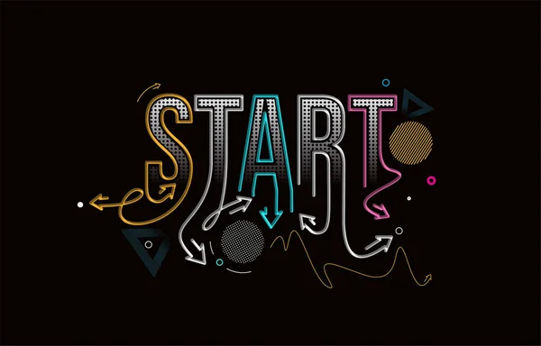 Start Calligraphic Line Art Tekst Poster Vector Illustratie Ontwerp — Stockvector