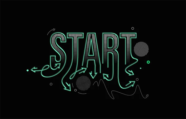 Start Calligraphic Line Art Tekst Poster Vector Illustratie Ontwerp — Stockvector