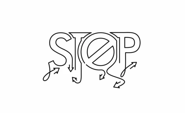 Stop Calligraphic Line Art Texto Compras Poster Vector Ilustração Design —  Vetores de Stock