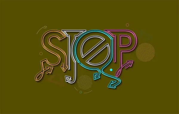 Stop Calligraphic Line Art Texto Compras Poster Vector Ilustração Design — Vetor de Stock