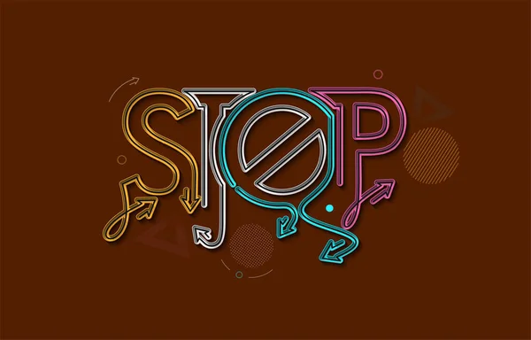 Stop Calligraphic Line Art Texto Compras Poster Vector Ilustração Design — Vetor de Stock