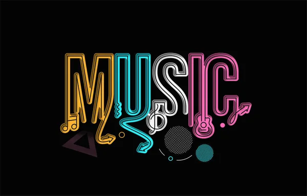 Musique Calligraphie Ligne Art Texte Shopping Affiche Vectoriel Illustration Design — Image vectorielle