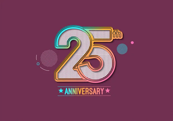 25º Aniversario Celebración Vector Ilustración — Vector de stock