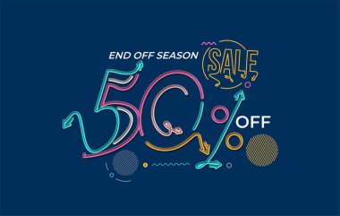 % 50 indirimli indirimli bayrak. İndirimli fiyat etiketi. Vektör Modern Yapıştırma İllüstrasyonu.