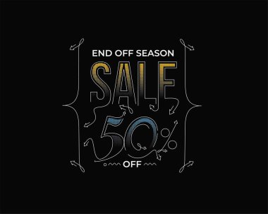 % 50 indirimli indirimli bayrak. İndirimli fiyat etiketi. Vektör Modern Yapıştırma İllüstrasyonu.