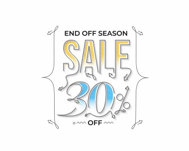 % 30 indirimli indirimli bayrak. İndirimli fiyat etiketi. Vektör Modern Yapıştırma İllüstrasyonu.