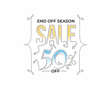 % 50 indirimli indirimli bayrak. İndirimli fiyat etiketi. Vektör Modern Yapıştırma İllüstrasyonu.