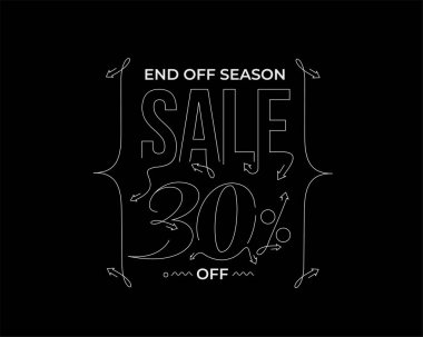 % 30 indirimli indirimli bayrak. İndirimli fiyat etiketi. Vektör Modern Yapıştırma İllüstrasyonu.