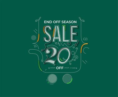 % 20 indirimli indirimli bayrak. İndirimli fiyat etiketi. Vektör Modern Yapıştırma İllüstrasyonu.