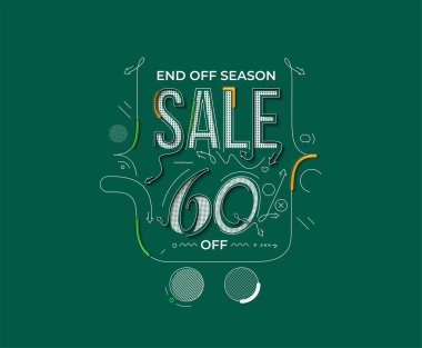 % 60 indirimli indirimli bayrak. İndirimli fiyat etiketi. Vektör Modern Yapıştırma İllüstrasyonu.