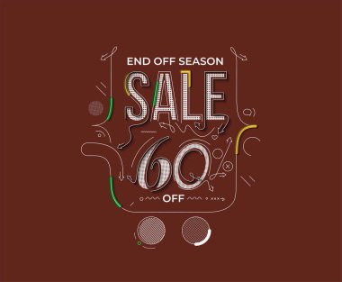 % 60 indirimli indirimli bayrak. İndirimli fiyat etiketi. Vektör Modern Yapıştırma İllüstrasyonu.