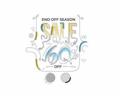 % 60 indirimli indirimli bayrak. İndirimli fiyat etiketi. Vektör Modern Yapıştırma İllüstrasyonu.