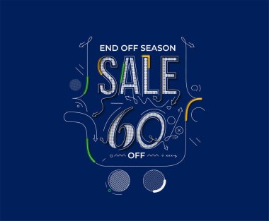 % 60 indirimli indirimli bayrak. İndirimli fiyat etiketi. Vektör Modern Yapıştırma İllüstrasyonu.