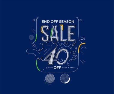 % 40 indirimli indirimli bayrak. İndirimli fiyat etiketi. Vektör Modern Yapıştırma İllüstrasyonu.