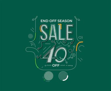 % 40 indirimli indirimli bayrak. İndirimli fiyat etiketi. Vektör Modern Yapıştırma İllüstrasyonu.