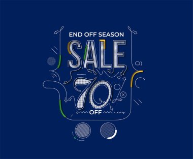 % 70 indirimli indirimli bayrak. İndirimli fiyat etiketi. Vektör Modern Yapıştırma İllüstrasyonu.