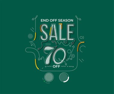 % 70 indirimli indirimli bayrak. İndirimli fiyat etiketi. Vektör Modern Yapıştırma İllüstrasyonu.