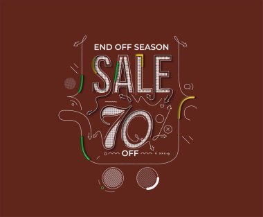 % 70 indirimli indirimli bayrak. İndirimli fiyat etiketi. Vektör Modern Yapıştırma İllüstrasyonu.