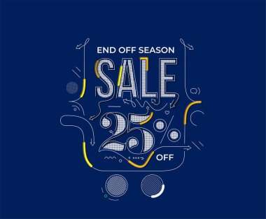 % 25 indirimli indirimli bayrak. İndirimli fiyat etiketi. Vektör Modern Yapıştırma İllüstrasyonu.