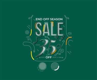 % 35 indirimli indirimli bayrak. İndirimli fiyat etiketi. Vektör Modern Yapıştırma İllüstrasyonu.