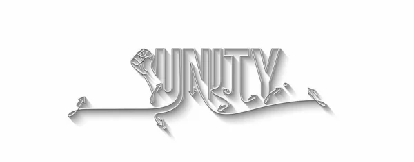 Unity Calligraphic Line Art Texto Shopping Poster Vector Illustration Design —  Vetores de Stock