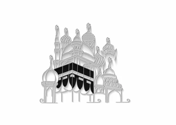 Santa Kaaba Meca Arabia Saudita Ilustración Vectores Arte Línea Plana — Vector de stock