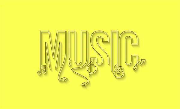 Musique Calligraphie Ligne Art Texte Shopping Affiche Vectoriel Illustration Design — Image vectorielle