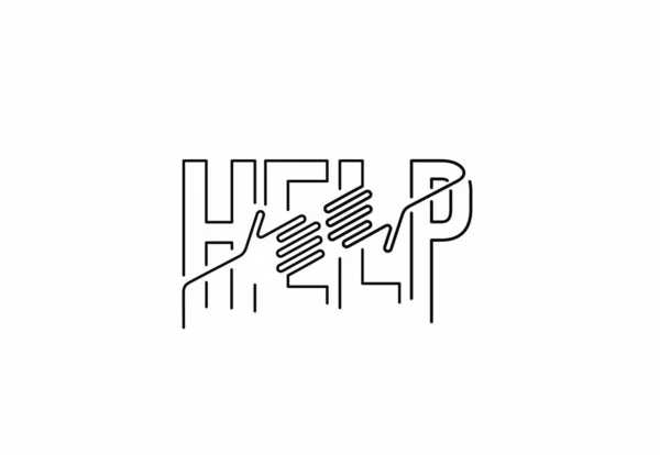 Segítség Kalligráfiai Vonal Művészet Szöveg Banner Poszter Vektor Illusztráció Tervezés — Stock Vector