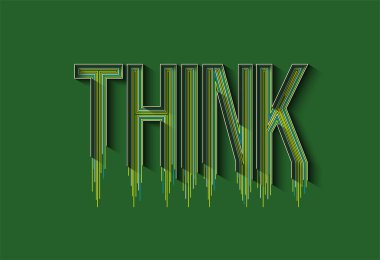 Çizgi sanatı düşünün Metin afiş taşıyıcı illüstrasyon tasarımı.