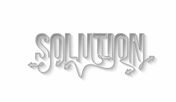 Solution Calligraphic Line Art Text Banner Poster Vector Illustration Design — 스톡 벡터